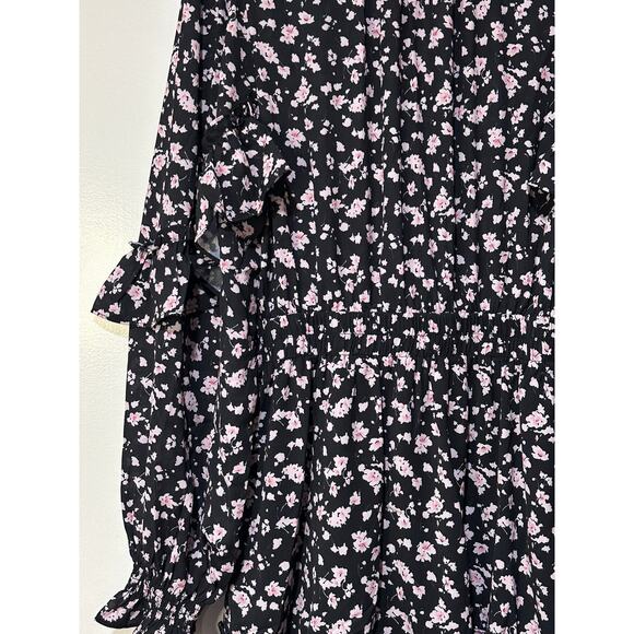 Stellah Tie-Neck Mini Dress Black Floral Print Size Medium NWT - Picture 11 of 14